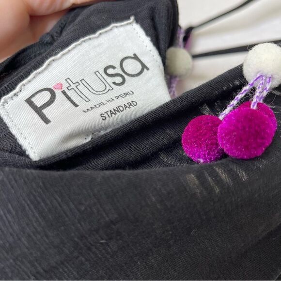 Pitusa V Neck Low Back Pom Pom Cover Up Beach Dress O/S - Picture 6 of 6